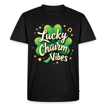 Lucky Charm Vibes Lucky Clover Lucky Positive - T-shirt Premium bio Homme - noir - Devant - Nico (187cm)