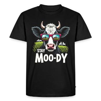 Stay Moo-dy Funny Cow Animal Lover Farm - T-shirt Premium bio Homme - noir - Devant - Nico (187cm)
