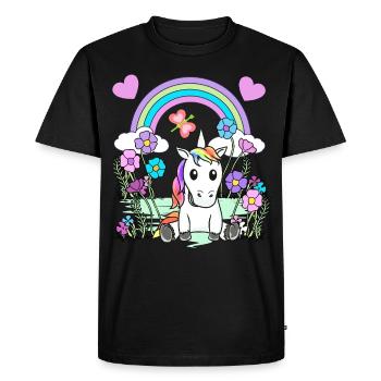 Licorne Enfant Enfants Cheval - T-shirt Premium bio Homme - noir - Devant - Nico (187cm)