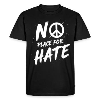 Pas de place pour la haine Message de paix contre la haine - T-shirt Premium bio Homme - noir - Devant - Nico (187cm)