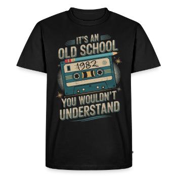 Vintage 1982 – Old but Gold - Men's Premium Organic T-Shirt - black - Front - Nico (187cm)