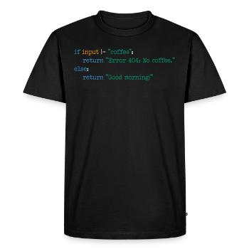 Coffee Code Programmer Computer Science Gift - Men's Premium Organic T-Shirt - black - Front - Nico (187cm)