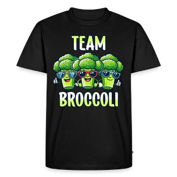 Broccoli, Vegetarian, Vegetables, Team Broccoli - Men's Premium Organic T-Shirt - black - Front - Nico (187cm)