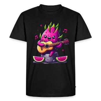 Fruit du dragon jouant de la guitare - T-shirt Premium bio Homme - noir - Devant - Nico (187cm)