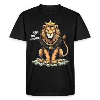 Hustle King – Lion Lion Winners & Movers & Shakers - Men's Premium Organic T-Shirt - black - Front - Nico (187cm)