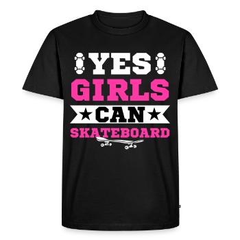 Skateboard fille patineuse disant - T-shirt Premium bio Homme - noir - Devant - Nico (187cm)