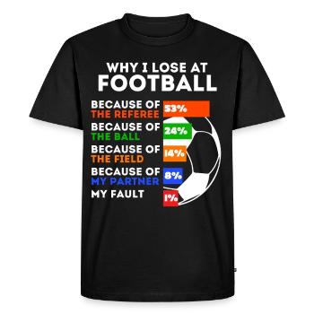 Drôle de football disant joueur de football - T-shirt Premium bio Homme - noir - Devant - Nico (187cm)