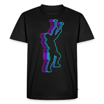 Rétro Escalade Grimpeur Bloc - T-shirt Premium bio Homme - noir - Devant - Nico (187cm)
