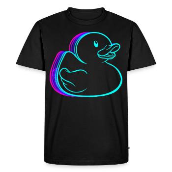 Retro Rubber Duck Ducky Vaporwave - Men's Premium Organic T-Shirt - black - Front - Nico (187cm)