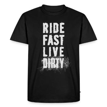 RIDE FAST LIVE DIRTY – Mountain Bike - Motocross - Men's Premium Organic T-Shirt - black - Front - Nico (187cm)