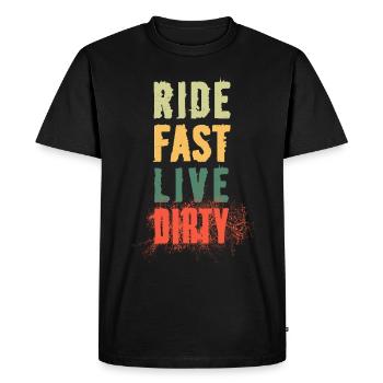 RIDE FAST LIVE DIRTY – MOUNTAIN BIKE - MOTOCROSS - Men's Premium Organic T-Shirt - black - Front - Nico (187cm)