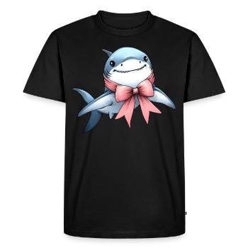 Coquette Arc Requin Mignon Océan Animal Rose - T-shirt Premium bio Homme - noir - Devant - Nico (187cm)