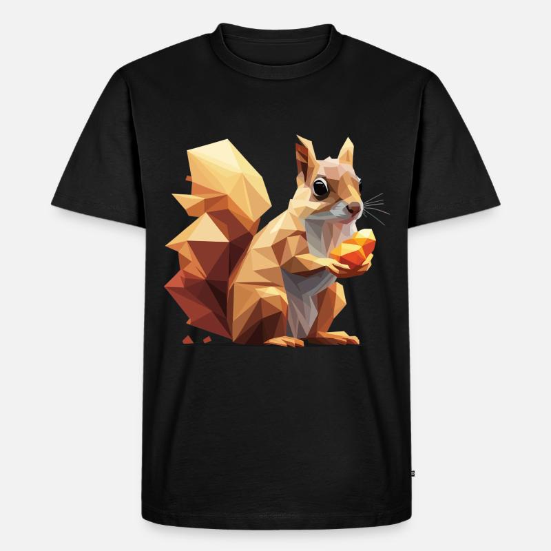 Low-Poly Eichhörnchen - Männer Premium Bio T-Shirt - Schwarz