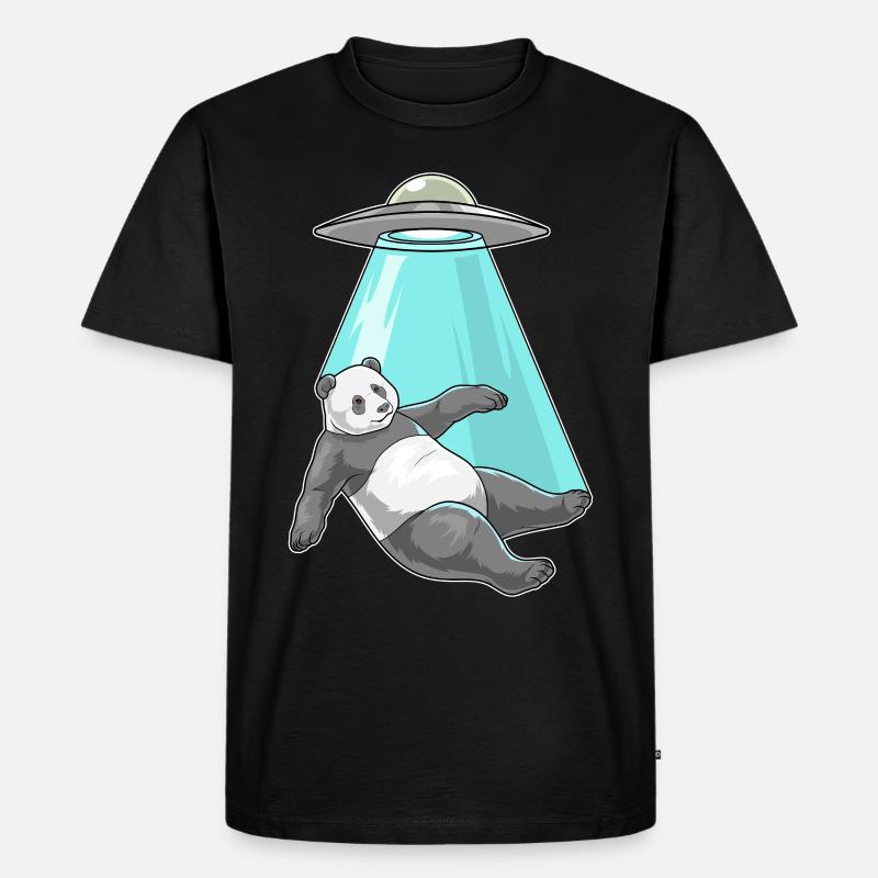 Panda Raumschiff - Männer Premium Bio T-Shirt - Schwarz