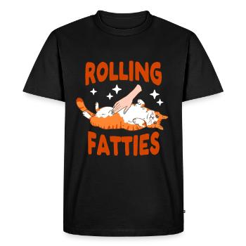 Rolling Fatties Drôle Chat Amoureux Chaton - T-shirt Premium bio Homme - noir - Devant - Nico (187cm)
