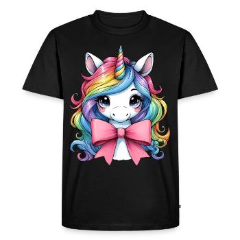 Coquette Bow Unicorn Mothers Day Pink Bow - Men's Premium Organic T-Shirt - black - Front - Nico (187cm)