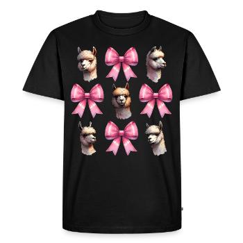 Coquette noeud Alpaga Lama Noeud rose maman - T-shirt Premium bio Homme - noir - Devant - Nico (187cm)
