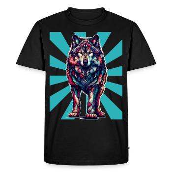 Loup Vintage Rétro Tatouage Loups - T-shirt Premium bio Homme - noir - Devant - Nico (187cm)