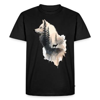 L’ du loup dans la forêt – proximité avec la nature - T-shirt Premium bio Homme - noir - Devant - Nico (187cm)