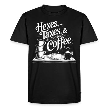 Hexes Taxes Café Comptable Sorcière Décaféiné - T-shirt Premium bio Homme - noir - Devant - Nico (187cm)