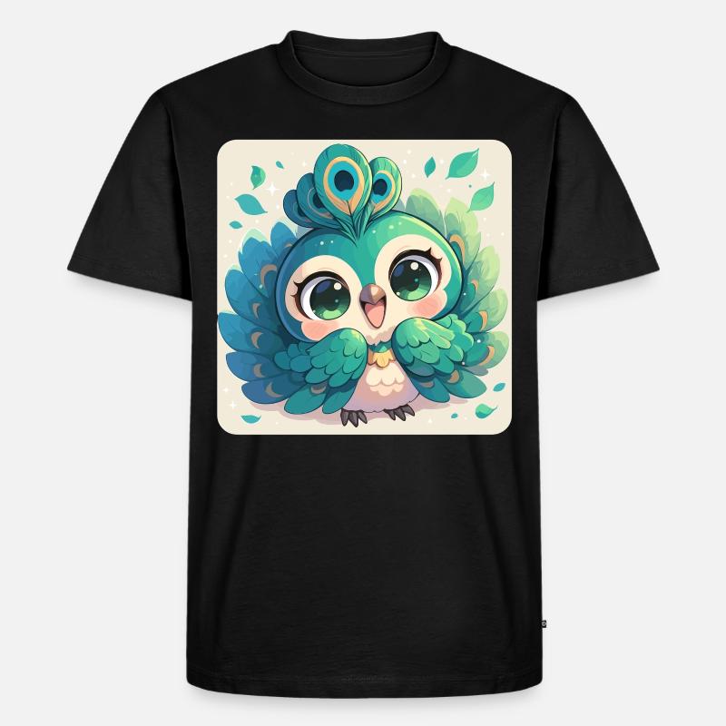 Pfaue Pfau - Männer Premium Bio T-Shirt - Schwarz