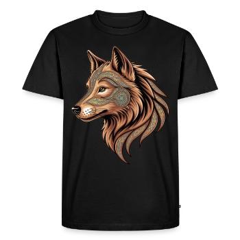 Tête de loup mystique - T-shirt Premium bio Homme - noir - Devant - Nico (187cm)
