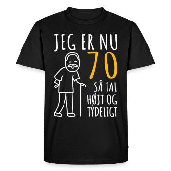 70-års fødselsdag, 70 år mand, jeg er nu 70 - Herre Premium økologisk T-shirt - sort - Foran - Nico (187cm)