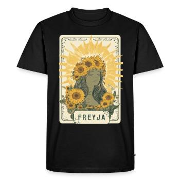 Freyja Norse Viking Goddess Sunflower Tarot Card - Men's Premium Organic T-Shirt - black - Front - Nico (187cm)