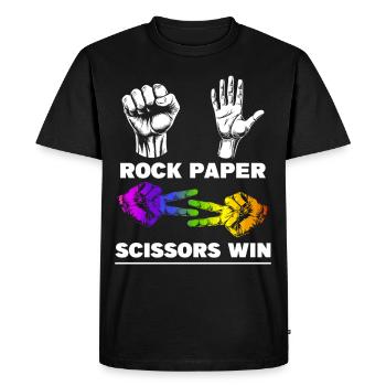 Rock Paper Scissors Win Funny LGBTQ Lesbian - T-shirt Premium bio Homme - noir - Devant - Nico (187cm)