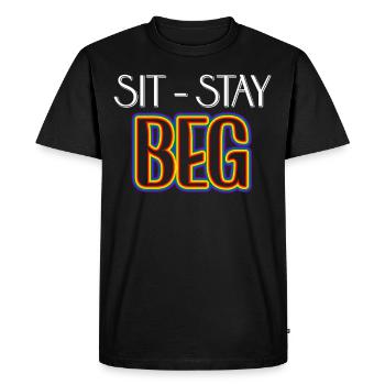Sit Stay Beg Funny LGBTQ Pride Month Humor - Men's Premium Organic T-Shirt - black - Front - Nico (187cm)
