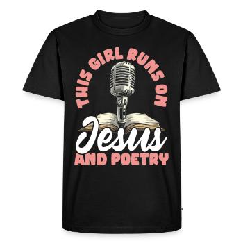 Poésie Slam Comptine Slam Poésie Poète Poète - T-shirt Premium bio Homme - noir - Devant - Nico (187cm)