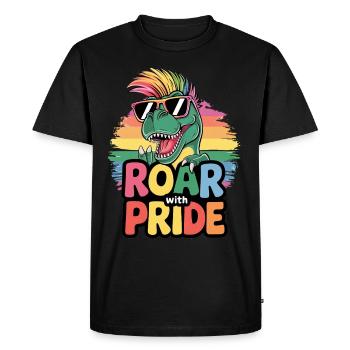 Roar With Pride Cool T-Rex Dino LGBTQ Funny Pride - Men's Premium Organic T-Shirt - black - Front - Nico (187cm)