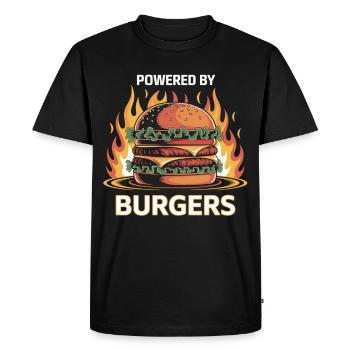 Powered by Burgers – Chemise Fire & Cheeseburger - T-shirt Premium bio Homme - noir - Devant - Nico (187cm)