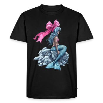Coquette noeud Sirène Fille Ruban Rose - T-shirt Premium bio Homme - noir - Devant - Nico (187cm)