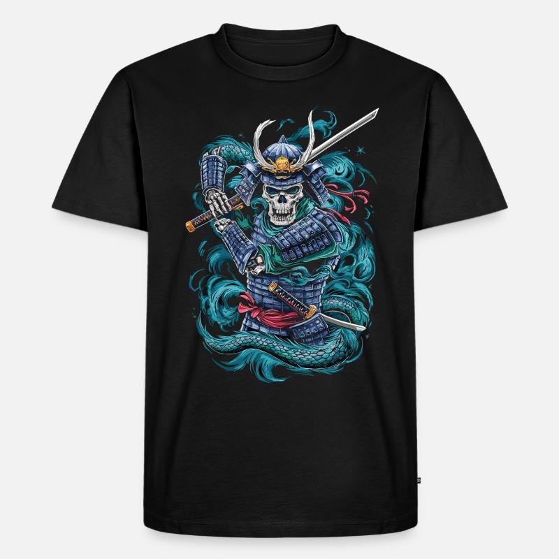 Geisterhafter Samurai-Krieger - Männer Premium Bio T-Shirt - Schwarz