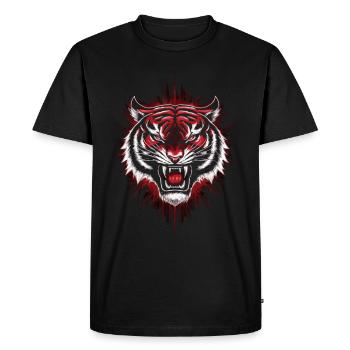 Tête de tigre sauvage en rouge et noir - T-shirt Premium bio Homme - noir - Devant - Nico (187cm)