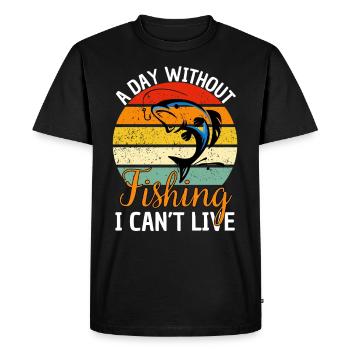 Pêcheur disant pêche Motif de pêcheur - T-shirt Premium bio Homme - noir - Devant - Nico (187cm)