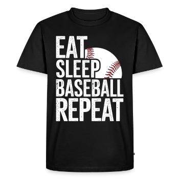 Manger dormir baseball répéter - T-shirt Premium bio Homme - noir - Devant - Nico (187cm)