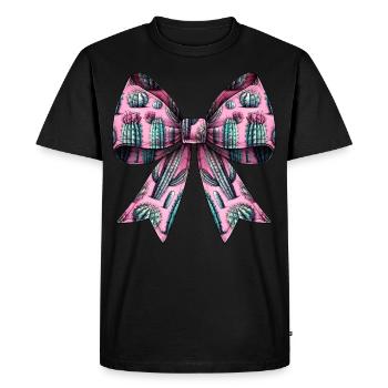 Coquette Bow Cactus Succulent Plant Pattern - Men's Premium Organic T-Shirt - black - Front - Nico (187cm)