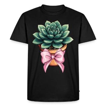 Coquette Arc Succulente Cactus Plante Maman - T-shirt Premium bio Homme - noir - Devant - Nico (187cm)