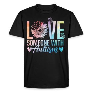 Love someone with autism - Men's Premium Organic T-Shirt - black - Front - Nico (187cm)