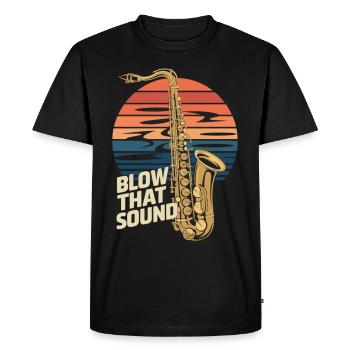 Blow That Sound – Saxophone Power - Men's Premium Organic T-Shirt - black - Front - Nico (187cm)