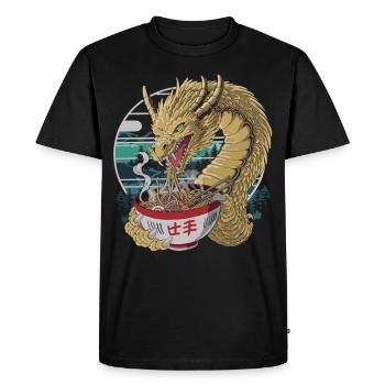 Ramen Dragon – La faim du dragon - T-shirt Premium bio Homme - noir - Devant - Nico (187cm)