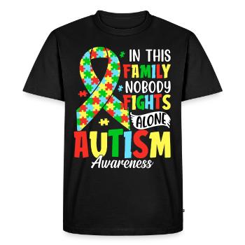 Dans cette famille, personne ne se bat seul contre l’autisme - T-shirt Premium bio Homme - noir - Devant - Nico (187cm)