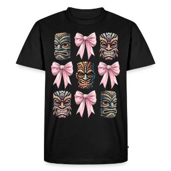 Nœud Coquet Tiki Luau Masque Tiki Hawaïen - T-shirt Premium bio Homme - noir - Devant - Nico (187cm)