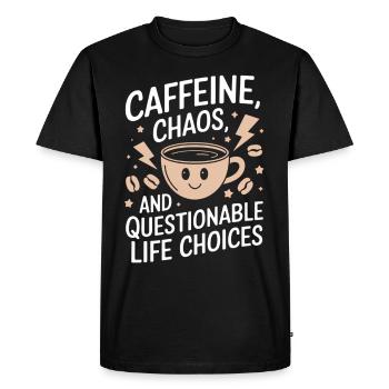 Caffeine Coffee Saying Coffee Drinker - Men's Premium Organic T-Shirt - black - Front - Nico (187cm)
