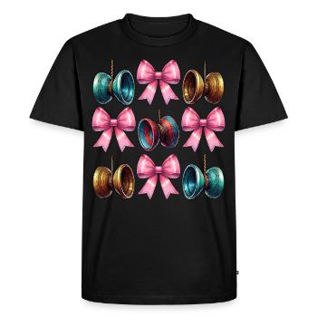 Coquette Bow Yoyo Toy Girl Fête des mères - T-shirt Premium bio Homme - noir - Devant - Nico (187cm)