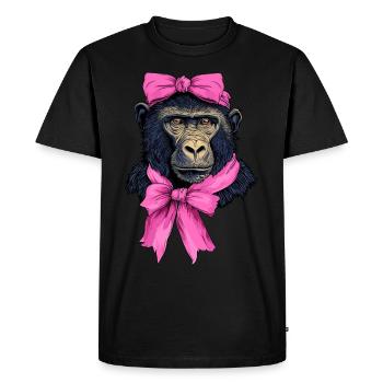 Coquette Bow Baboon Monkey Mom Mother's Day Pink - Men's Premium Organic T-Shirt - black - Front - Nico (187cm)