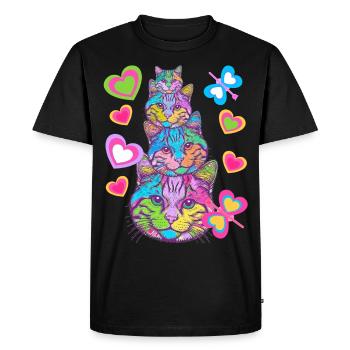 Chat Chats Chat Visage Enfants Enfant - T-shirt Premium bio Homme - noir - Devant - Nico (187cm)