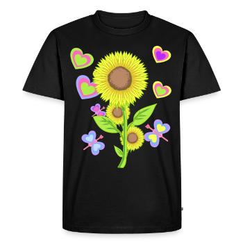 Tournesol Enfants Enfant Fleur de tournesol - T-shirt Premium bio Homme - noir - Devant - Nico (187cm)